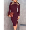 image:imageANRABESS Womens Fall Long Sleeve Mock Neck Bodycon Mini Sweater DressWine Red