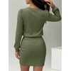 image:imageANRABESS Womens Lightweight Lantern Long Sleeve Fall Mini Sweater DressArmy Green