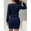 image:imageANRABESS Womens Lightweight Lantern Long Sleeve Fall Mini Sweater DressNavy Blue