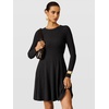 image:imageANRABESS Womens Long Sleeve Fall Dresses Ribbed Knit Sweater DressBlack