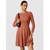 image:imageANRABESS Womens Long Sleeve Fall Dresses Ribbed Knit Sweater DressBurnt Orange