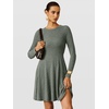 image:imageANRABESS Womens Long Sleeve Fall Dresses Ribbed Knit Sweater DressGray Green