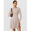 image:imageANRABESS Womens Long Sleeve Fall Dresses Ribbed Knit Sweater DressLight Khaki