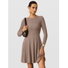 image:imageANRABESS Womens Long Sleeve Fall Dresses Ribbed Knit Sweater DressTan