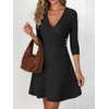image:imageANRABESS Womens Long Sleeve V Neck Fall Short Sweater DressBlack