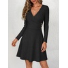 image:imageANRABESS Womens Long Sleeve V Neck Fall Short Sweater DressBlack