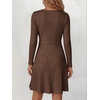 image:imageANRABESS Womens Long Sleeve V Neck Fall Short Sweater DressBrown