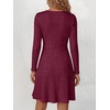 image:imageANRABESS Womens Long Sleeve V Neck Fall Short Sweater DressBurgundy