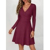 image:imageANRABESS Womens Long Sleeve V Neck Fall Short Sweater DressBurgundy