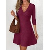 image:imageANRABESS Womens Long Sleeve V Neck Fall Short Sweater DressBurgundy