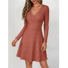 image:imageANRABESS Womens Long Sleeve V Neck Fall Short Sweater DressBurnt Orange