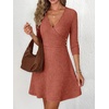 image:imageANRABESS Womens Long Sleeve V Neck Fall Short Sweater DressBurnt Orange