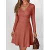 image:imageANRABESS Womens Long Sleeve V Neck Fall Short Sweater DressBurnt Orange