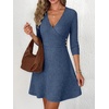 image:imageANRABESS Womens Long Sleeve V Neck Fall Short Sweater DressDark Blue