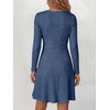 image:imageANRABESS Womens Long Sleeve V Neck Fall Short Sweater DressDark Blue