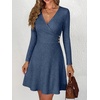 image:imageANRABESS Womens Long Sleeve V Neck Fall Short Sweater DressDark Blue