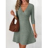image:imageANRABESS Womens Long Sleeve V Neck Fall Short Sweater DressGrey Green