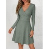 image:imageANRABESS Womens Long Sleeve V Neck Fall Short Sweater DressGrey Green