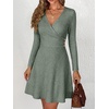 image:imageANRABESS Womens Long Sleeve V Neck Fall Short Sweater DressGrey Green