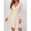 image:imageANRABESS Womens Long Sleeve V Neck Fall Short Sweater DressLight Khaki