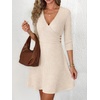 image:imageANRABESS Womens Long Sleeve V Neck Fall Short Sweater DressLight Khaki