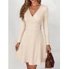 image:imageANRABESS Womens Long Sleeve V Neck Fall Short Sweater DressLight Khaki