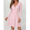 image:imageANRABESS Womens Long Sleeve V Neck Fall Short Sweater DressPink