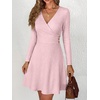 image:imageANRABESS Womens Long Sleeve V Neck Fall Short Sweater DressPink