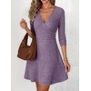 image:imageANRABESS Womens Long Sleeve V Neck Fall Short Sweater DressPurple