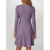 image:imageANRABESS Womens Long Sleeve V Neck Fall Short Sweater DressPurple