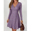 image:imageANRABESS Womens Long Sleeve V Neck Fall Short Sweater DressPurple