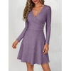 image:imageANRABESS Womens Long Sleeve V Neck Fall Short Sweater DressPurple