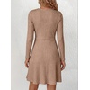 image:imageANRABESS Womens Long Sleeve V Neck Fall Short Sweater DressTan
