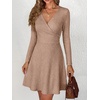 image:imageANRABESS Womens Long Sleeve V Neck Fall Short Sweater DressTan