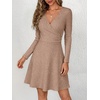 image:imageANRABESS Womens Long Sleeve V Neck Fall Short Sweater DressTan