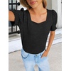 image:imageANRABESS Womens Short Sleeve Tops Fall Sweaters Dressy Casual BlousesBlack