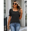 image:imageANRABESS Womens Short Sleeve Tops Fall Sweaters Dressy Casual BlousesBlack