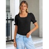image:imageANRABESS Womens Short Sleeve Tops Fall Sweaters Dressy Casual BlousesBlack