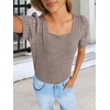 image:imageANRABESS Womens Short Sleeve Tops Fall Sweaters Dressy Casual BlousesBrown