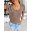 image:imageANRABESS Womens Short Sleeve Tops Fall Sweaters Dressy Casual BlousesBurnt Tan