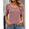 image:imageANRABESS Womens Short Sleeve Tops Fall Sweaters Dressy Casual BlousesCoral
