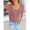 image:imageANRABESS Womens Short Sleeve Tops Fall Sweaters Dressy Casual BlousesCoral