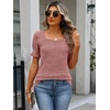 image:imageANRABESS Womens Short Sleeve Tops Fall Sweaters Dressy Casual BlousesCoral