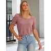 image:imageANRABESS Womens Short Sleeve Tops Fall Sweaters Dressy Casual BlousesCoral