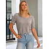 image:imageANRABESS Womens Short Sleeve Tops Fall Sweaters Dressy Casual BlousesKhaki