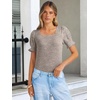 image:imageANRABESS Womens Short Sleeve Tops Fall Sweaters Dressy Casual BlousesKhaki