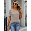 image:imageANRABESS Womens Short Sleeve Tops Fall Sweaters Dressy Casual BlousesKhaki