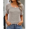 image:imageANRABESS Womens Short Sleeve Tops Fall Sweaters Dressy Casual BlousesKhaki