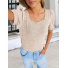 image:imageANRABESS Womens Short Sleeve Tops Fall Sweaters Dressy Casual BlousesParchment