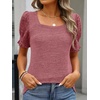 image:imageANRABESS Womens Short Sleeve Tops Fall Sweaters Dressy Casual BlousesRed